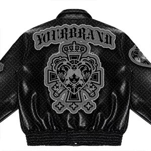 Veste universitaire en cuir brodée en chenille personnalisée pour hommes |   Style vintage de moto de collège - Product Image 6