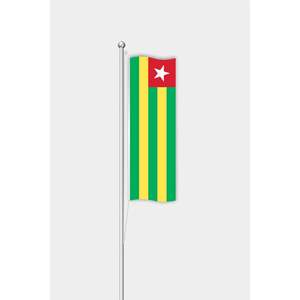 Drapeau Togo vertical personnalisé pour l'extérieur, techniques d'impression numérique, matériaux en satin, nylon, plastique, polyester, vinyle, affichage automobile - Product Image 1