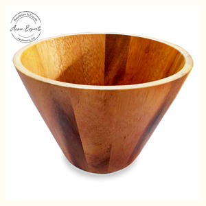 Bol de piédestal en bois rustique Acacia bois salade fruits service affichage décor ustensiles de cuisine naturel Artisan - Product Image 2