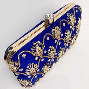 Blue Zardozi Handwork Clutch Embroidered Clutch for Wedding - Product Image 5
