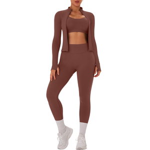 Ensemble de leggings et soutien-gorge pour femme de qualité supérieure, ensemble de fitness pour femme en 3 pièces, nouveau style, respirant, ensemble de yoga pour l'entraînement - Product Image 3