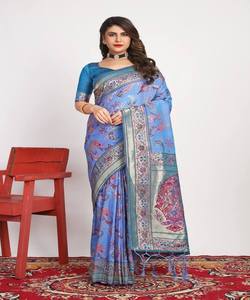 Saree en filet de mariée fantaisie pour mariage avec broderie lourde et chemisier élégant prêt à l'emploi pour mariage et fête - Product Image 1