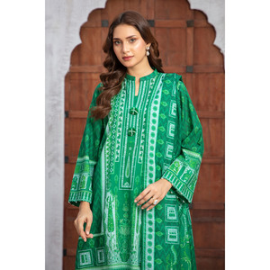 Ensemble Salwar Kameez 3 pièces en coton Khaddar imprimé numériquement pour femme, avec Dupatta Zari lourd, coupe régulière extensible, style pakistanais décontracté - Product Image 5
