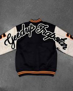 Parches Bordados de Letras de Chenilla Personalizados Chaqueta de Lana Negra para Hombre - Product Image 2