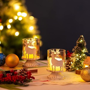 Bougeoirs en verre de renne en bois décoration de noël élégante pour la maison salon de table ou pièce maîtresse de vacances - Product Image 5