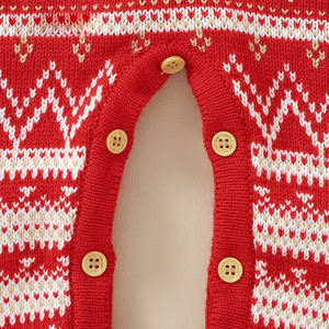 Combinaison d'hiver pour bébés filles et garçons en tricot jacquard avec <span class=keywords><strong>renne</strong></span> rouge de Noël pour nouveaux-nés <span class=keywords><strong>pull</strong></span> de Noël - Product Image 5
