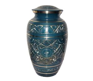 ทำจากทองเหลืองแท้ สีฟ้าอมเขียว แกะสลักด้วยมือ ขนาดใหญ่ สูง 26 ซม. - Product Image 1