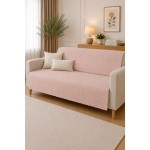 Housse de canapé en polaire rose poudré 100% polyester, douce et confortable - Product Image 1