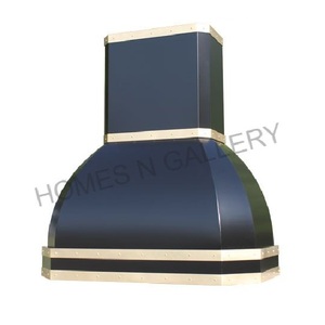 Meilleures ventes : Hotte de cuisine en cuivre et laiton, rivets décoratifs, finition brossée bleu marine foncé, haute qualité - Product Image 1