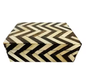 Handmade Bone Inlay Decorative Box Herringbone Pattern Black And White Chevron Storage Box Luxury Jewelry Organizer Keepsake - Product Image 3