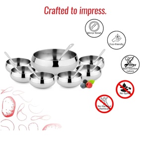Bol en acier inoxydable authentique indien poli fait à la main pour la maison, l'hôtel, les événements de mariage - Passe au lave-vaisselle - Product Image 5