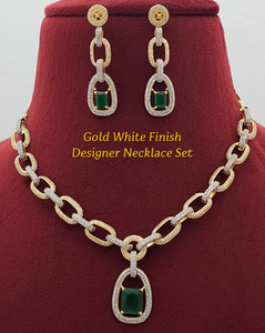 Conjunto de Collar de Diseño con Acabado Dorado y Blanco para Mujer, Perfecto para Fiestas, Ocasiones Festivas, Uso Diario, Calidad Premium - Product Image 4