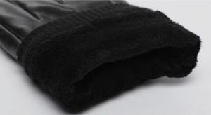 2025 Offre Spéciale noir PU cuir gants d'hiver pour hommes chaud coupe-vent écran tactile capacité Style décontracté avant Logo solide - Product Image 6