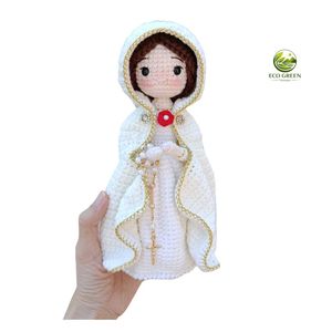 Poupée en crochet faite à la main, gaufrée, Notre-Dame de Fatima, Vierge Marie, figurine religieuse catholique, décoration de maison pour Thanksgiving - Product Image 6