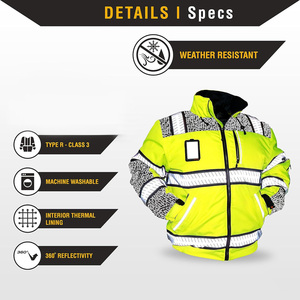 เสื้อแจ็กเก็ตนิรภัยแบบสั่งทำพร้อมพิมพ์โลโก้ชุดทำงานกลางแจ้งสะท้อนแสงมองเห็นได้ชัดเจน - Product Image 5