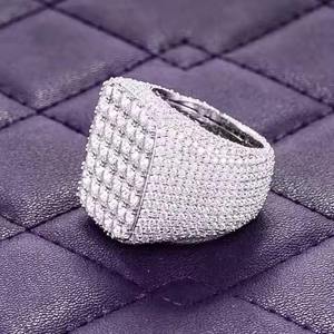 10.00VVS Moissanite Hip Hop Oro blanco Ice Out Anillo de aniversario de diamante de corte redondo para hombres Plata de Ley 925 - Product Image 2