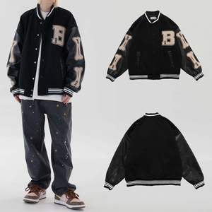 Veste Letterman universitaire de style féminin avec patchs en chenille, veste de baseball unisexe à collage streetwear vintage - Product Image 1