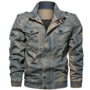 Veste en jean tendance pour hommes, col montant, vêtements d'extérieur décontractés avec style cowboy, veste en jean tendance et décontractée pour hommes - Product Image 2
