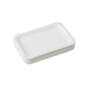 Vente en gros de plaques en papier biodégradables rectangulaires jetables de 13x20 cm, logo personnalisé, utilisation en restauration, production de marque privée - Product Image 1