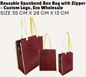 Spunbond Box Bag reutilizable con cremallera logotipo personalizado, Eco al por mayor - Product Image 2