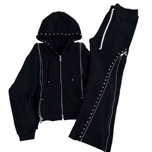 Service OEM – Survêtement d'hiver streetwear coupe classique avec strass sur toute la surface, ensemble décontracté sweat à capuche et pantalon de jogging, séchage rapide, coupe-vent pour homme - Product Image 1