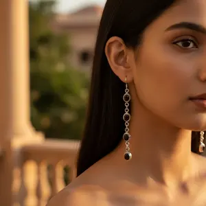 Pendientes de Plata 925 Chapados en Oro de 18K con Piedra Ovalada, Diamante de Oro Blanco y Perla como Piedra Principal, Joyería Colgante para Mujer - Product Image 1