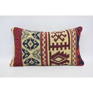 Oreiller en laine rouge motif géométrique traditionnel luxe 12x20 pouces tissé Style Vintage literie portable pour vivre pour Noël - Product Image 1