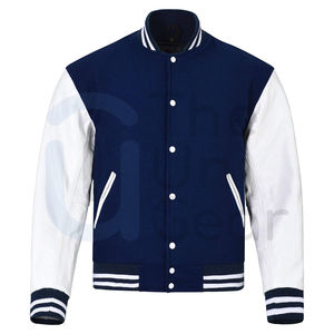 Veste d'université de baseball pour hommes et femmes veste Letterman bleue décontractée à la mode pour l'hiver nouveau design haut de moto - Product Image 4