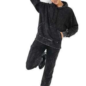 Nouveautés en gros : Ensemble de survêtement deux pièces délavé à l'acide pour homme, pantalon élastique, collection 2025 – En vente - Product Image 1