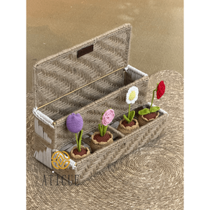 Boîte de rangement décorative en jute et coton tissée à la main de 12 x 6 x 10 pouces pour le salon - Product Image 3