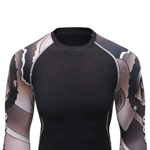 Nueva Camiseta Deportiva de Compresión con Estampado por Sublimación para Hombre, Ropa Deportiva para Gimnasio, Fitness, Entrenamiento, Camiseta Deportiva para Hombre, Venta al por Mayor, OEM Personalizado - Product Image 4