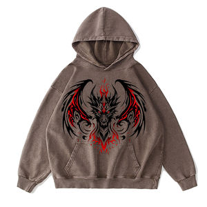 Sudadera con capucha lavada con ácido desgastada de peso pesado para hombre, poliéster de alta calidad, algodón, precio bajo, pantalla impresa Digital para invierno - Product Image 4