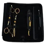 Kit de coupe de cheveux professionnel pour barbier en gros, ciseaux à effiler en acier inoxydable droit extrêmement tranchants, ciseaux en caoutchouc, personnels