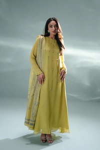 Softb 100% coton costume de pelouse décontracté avec motif solide argent brodé motifs dentelle détaillant pour les déjeuners formels d'été ou Eid - Product Image 3