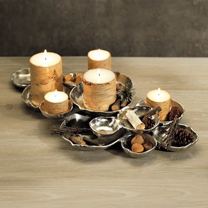 Nouveau plat décoratif en grappe de 9 bols pour mariage et hôtels bol de service de table en aluminium doré plat et bols - Product Image 4