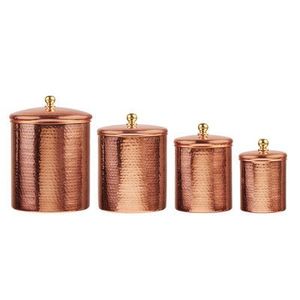 Conteneurs de stockage en cuivre direct d'usine Ensemble de 4 finis polis Aspect unique Ustensiles de cuisine Vaisselle polyvalente - Product Image 2