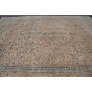 Vintage Turkish Oversize Rug 9.2x12.5 ft, <b>Brown</b> Plants & trees Rug <b>Wool</b> - Product Image 4
