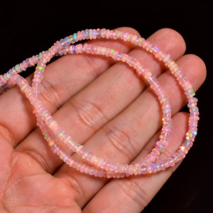 Cuentas de ópalo, cuentas redondas lisas de ópalo etíope rosa, cuentas de ópalo de fuego llamativas, cuentas de piedras preciosas de ópalo, cuentas de ópalo para la fabricación de joyas - Product Image 3