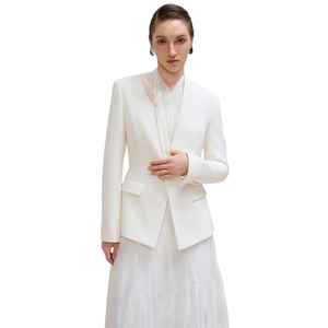 Trajes y Blazers de estilo lujoso para mujer, bolsillos delanteros, chaqueta sin cuello de un solo pecho, ropa de invierno para mujer - Product Image 1