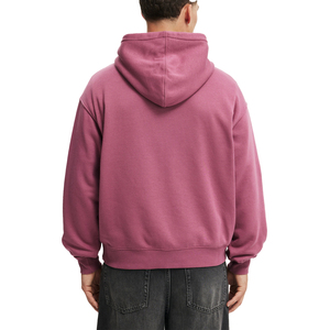 Sweat-shirt à capuche en polaire rose poussiéreux pour homme avec appliqué texturé sur la poitrine, sweat-shirt décontracté pour la vente en gros - Product Image 2