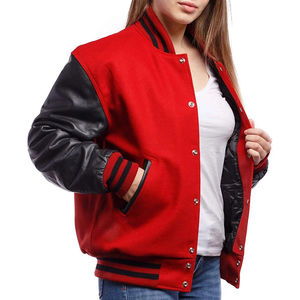 Unisex Letterman <b>Jacket</b> High Quality Custom <b>Red</b> Leather Sleeves Winter Embroidery Plain Dyed Slim Fit 2025 - Product Image 5