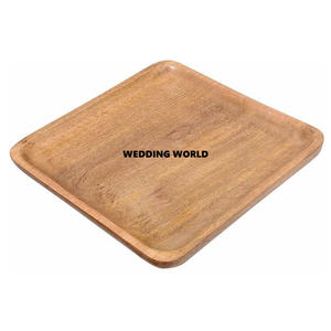 Nouvelle assiette en bois design de forme carrée vaisselle faite à la main design fantaisie assiette en bois décorative de table en gros - Product Image 1