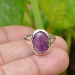 Solid 925 Sterling Silver Minimalist Handmade 10x8mm Oval Natural February Birthstone <b>Amethyst</b> <b>Ring</b> Gemstone Jewelry for Her - Product Image 5