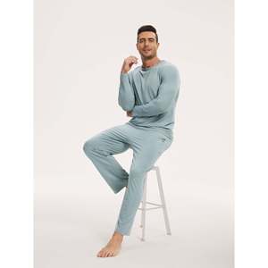 Custom Premium <b>Men's</b> Long <b>Pajama</b> <b>Set</b> Comfortable Casual Home Wear Bamboo Cotton Silk Size XL <b>for</b> Spring Season Customizable Logo - Product Image 4