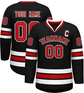 Meilleur prix Uniformes de hockey sur glace imprimés OEM Vente en gros Haute qualité Équipe sportive Maillots de hockey sur glace Matériel polyester - Product Image 1