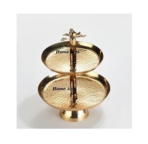 Soporte de pastel de acero inoxidable de 2 niveles Diseño de tendencia Soporte de pastel de postre de color negro del fabricante en Home Arts - Product Image 3