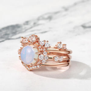 Conjunto de Anillos de Plata de Ley con Piedra Lunar de Tres Piezas Jeulia Ethereal Beauty - Product Image 6