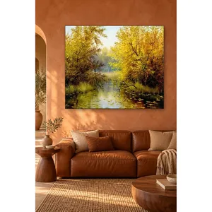 Impression sur toile Fida : Étang d'automne entouré de saules jaunes - Product Image 4