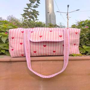 Bolsa de Lona Floral India de la Mejor Calidad, Hecha a Mano, Estampada con Bloques, Acolchada de Algodón, Ligera, Ecológica, de Gran Capacidad, con Cierre - Product Image 3