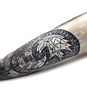 Viking Style Handcrafted Natural Buffalo <b>Drinking</b> <b>Horn</b> With Luxury Pattern For Medieval Festival Use At Wholesale Price - Product Image 1